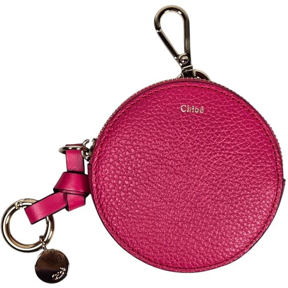 Chloe Alphabet Small Coin Round Purse in Fizzy Pink NWT